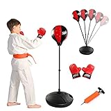 RELAX4LIFE Boxing Ball Set, Punchingball mit Boxhandschuhen & Luftpumpe, höhenverstellbarer...