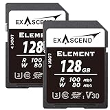 Exascend Element 128 GB V30 SD-Karte Ultra-HD 4K Video High Speed Speicherkarte SDXC Speicherkarte...