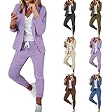 Hsternexy Hosenanzüge Für Damen Business Modern Elegant Blazer Anzug Set Einfarbig Streetwear...