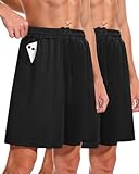 BOOJO Sportliche Herren-Shorts, schnelltrocknend, schwarz, lässige Basketball-Shorts mit Taschen...