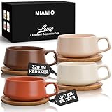 MIAMIO - 4 x 320 ml Kaffeetassen/Cappuccino Tassen mit Unterteller/elegant/modern/Kaffeebecher aus...