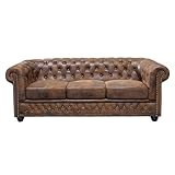 invicta INTERIOR Edles Chesterfield Sofa 3-Sitzer im Antik Couch Polstersofa braun 3er Couchgarnitur