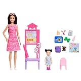 Barbie Karriere Lehrerin-Spielset mit Modepuppe im abnehmbaren Kleid, Kleinkind-Puppe, Tafel und...