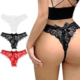 Telooco Spitzenhöschen Damen 3er Pack Braut Spitzen Tanga Sexy Spitzenhöschen Unsichtbarer Sexy...