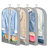 Dntorx 4 Stück Kleidersack, 100 x 60 cm Kleidersäcke mit 10 cm Seitenfalten, Transparente...