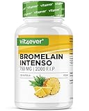 Bromelain Intenso - 750 mg (2000 F.I.P) - 120 magensaftresistente Kapseln - Natürlicher Ananas...