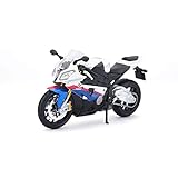 Maisto BMW S1000 RR: Originalgetreues Motorradmodell 1:12, mit beweglichem Ständer, Federung und...