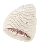 Creekstone Satin Gefütterte Wintermütze Unisex Slouchy Beanie für Haar, Warme Wollmütze Satin...