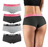 BRUBAKER 4er Pack Damen Panties - Unterhosen Slips aus Baumwolle - Hipster Unterwäsche mit Stretch...