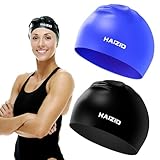 2er Set Badekappen für Erwachsene, Wasserdicht und rutschfest, Silikon Schwimmkappen mit...