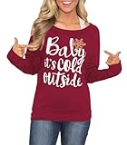 Spadehill Damen-Sweatshirt mit langen Ärmeln, Rundhalsausschnitt, aus Baumwolle, Baby It's Cold...