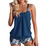 Generisch Damen 2-teiliger Shorty Tankini Badeanzug Set Übergröße mit hoher Taille...