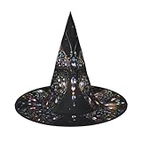 Apbdffjnf Strass-Schmetterling-Druck, Halloween-Hexenhut, spitzer Hexenhut, Kostümzubehör für...