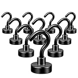 Neosmuk Magnethaken Schwarz, 10kg Extra Starke Magnetische Haken für Camping, Werkstatt, Spind,...