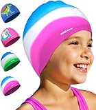 Badekappe Kinder - wasserdichte Badehaube für Jungen Mädchen, Silikon Schwimmkappe für 3-15...