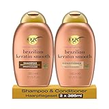 OGX Brazilian Keratin Smooth Set – Shampoo (385 ml) & Conditioner (385 ml) glättende Haarpflege...