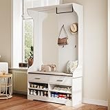 Lietre Garderoben-Set mit Spiegel, Eingangsmöbel mit Schuhschrank und 2 Schubladen, Kleiderschrank...