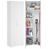 Bellamio Apol Besenschrank - Mehrzweckschrank in Weiß - Vorratsschrank mit Staubsaugerfach -...