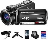 Videokamera 4K Camcorder, 10X Optischer Zoom, 120X Intelligenter Zoom 30MP 24FPS, Autofokus Vlogging...