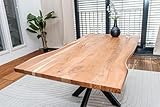 Linele® Baumkantentisch 160x85x77cm – Tischplatte 3,5cm – Massivholz Esstisch aus Akazienholz...