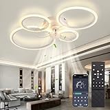 LED Deckenventilator Mit Beleuchtung Und Fernbedienung,60W Deckenlampe Mit Ventilator,85cm,4800lm...