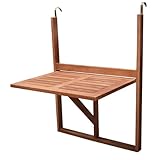 DEGAMO Balkonhängetisch Hängetisch 60x40cm klappbar, rechteckige Tischplatte, Akazienholz braun...