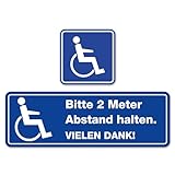 iSecur Auto-Aufkleber-Set Bitte 2 Meter Abstand halten. Vielen Dank! + Rollstuhl-Aufkleber I hin_243...