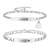 Partnerarmbänder mit Gravur Pärchen Armband Personalisiert - Paar Armbänder mit Namen Edelstahl...