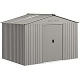 Outsunny Metall Gerätehaus 4,9 m², Gartenhaus mit Satteldach, Schiebetür, Fundament, 277 x 195 x...