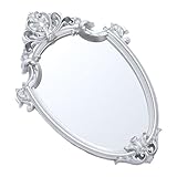 iplusmile Vintage Wandspiegel Silber Retro Hängespiegel aus Kunststoff und Glas Dekorativer...
