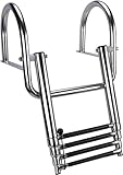 Ganekihedy Badeleiter Leitern für Boote Edelstahl Innenliegende 4-Stufen-Teleskopleiter, Dockleiter...
