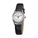 Regent Damen-Armbanduhr Elegant Analog Leder-Armband schwarz Quarz-Uhr Ziffernblatt weiß URF871