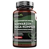 Maca Kapseln schwarz - Hochdosiert mit 5000mg - 180 vegane Kapseln - Zusätzlich mit Panax Gingseng...