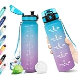 Trinkflasche Sport 500ml, Trinkflasche mit Zeitmarkierung, Wasserflasche mit Filter, Auslaufsicher,...
