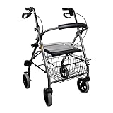 Drive Medical Rollator GIGO aus Aluminium I Reiserollator klappbar, inkl. Korb, Sitztablett &...