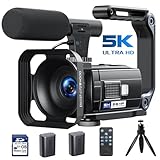 Videokamera 5K, 56MP Camcorder Vlogging Kamera für YouTube, WiFi Nachtsicht 3' 270° drehbarer...