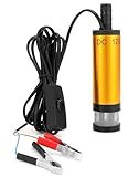 QWORK® 12V Wasserpumpe 38MM, Dieselpumpe mit Clip, Edelstahl, 3M Netzkabel, für Diesel, Kerosin,...