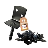 h2i Flechtzaunhalter | Stahl Schwarz pulverbeschichtet | 48 Stück | Flechtzaunbeschlag in L-Form...