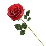 Cosswe Künstliche Seidenrose, rote künstliche Rose, ewige Blumen, einzelner Stiel als Geschenk...