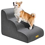 Gimars Hundetreppe mit 30D Hochdichtem Schaum & Extra-Breiten Stabilen 3 Stufen 40 cm hoch,...