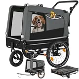 tectake® Fahrradanhänger multifunktional - als Hunde Anhänger Wagen für Fahrrad und e Bike,...