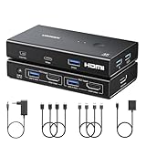UGREEN HDMI 2.0 KVM Switch 2 PC 1 Monitor USB HDMI KVM Switch 4K@60Hz mit Desktop Steuerung für 2...