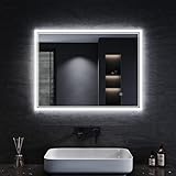 SONNI Badspiegel mit Beleuchtung 80x60 cm beschlagfrei Badezimmerspiegel mit Beleuchtung...
