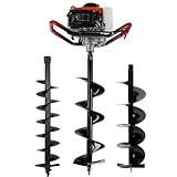 PixCy Gartenbohrer Erdbohrer,Benzintriebener Erdbohrer,199cc 4-Takt + 3 Stahlbohrer (100/150/200mm)...