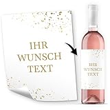 8 Flaschenetiketten selbstklebend mit Text personalisiert - Sticker Etikett Gold-Look - Flaschen...