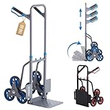 Arebos Treppenkarre Sackkarre | Treppensackkarre klappbar | Treppensteiger mit Hartgummireifen &...