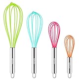 Webake Silikon Schneebesen 4 Stück 18 cm 22 cm 25 cm 30,5 cm Schneebesen Set Rührbesen...