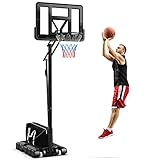 GOPLUS Basketballkorb Outdoor, Korbhöhe von 245 bis 305 cm verstellbar, Basketballkorb mit...