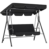 YODOLLA 3-Sitzer Hollywoodschaukel mit verstellbarem Vordach, Gartenschaukel mit abnehmbarem Kissen...