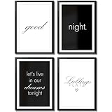 VON STEINEICH® Schlafzimmer Deko Bilder [schwarz weiß] Moderne Wandbilder in DIN A4 - Traumhafte...